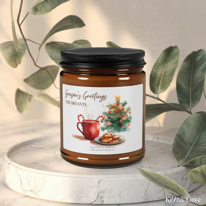 Season’s Greetings Candle – Personalized Christmas Candle Gift
