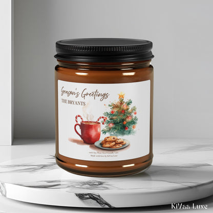 Season’s Greetings Candle – Personalized Christmas Candle Gift