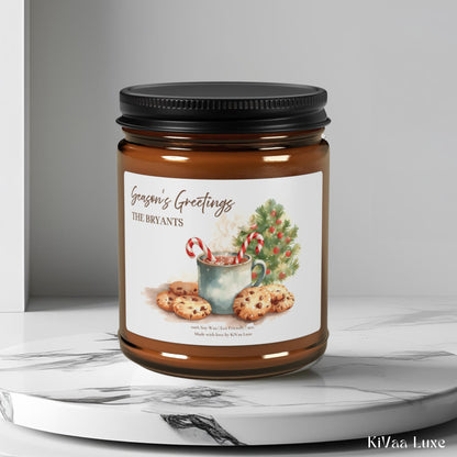 Season’s Greetings Candle – Personalized Christmas Gift