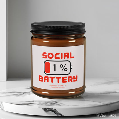 Social Battery 1% Candle - Funny Gen Z Soy Candle