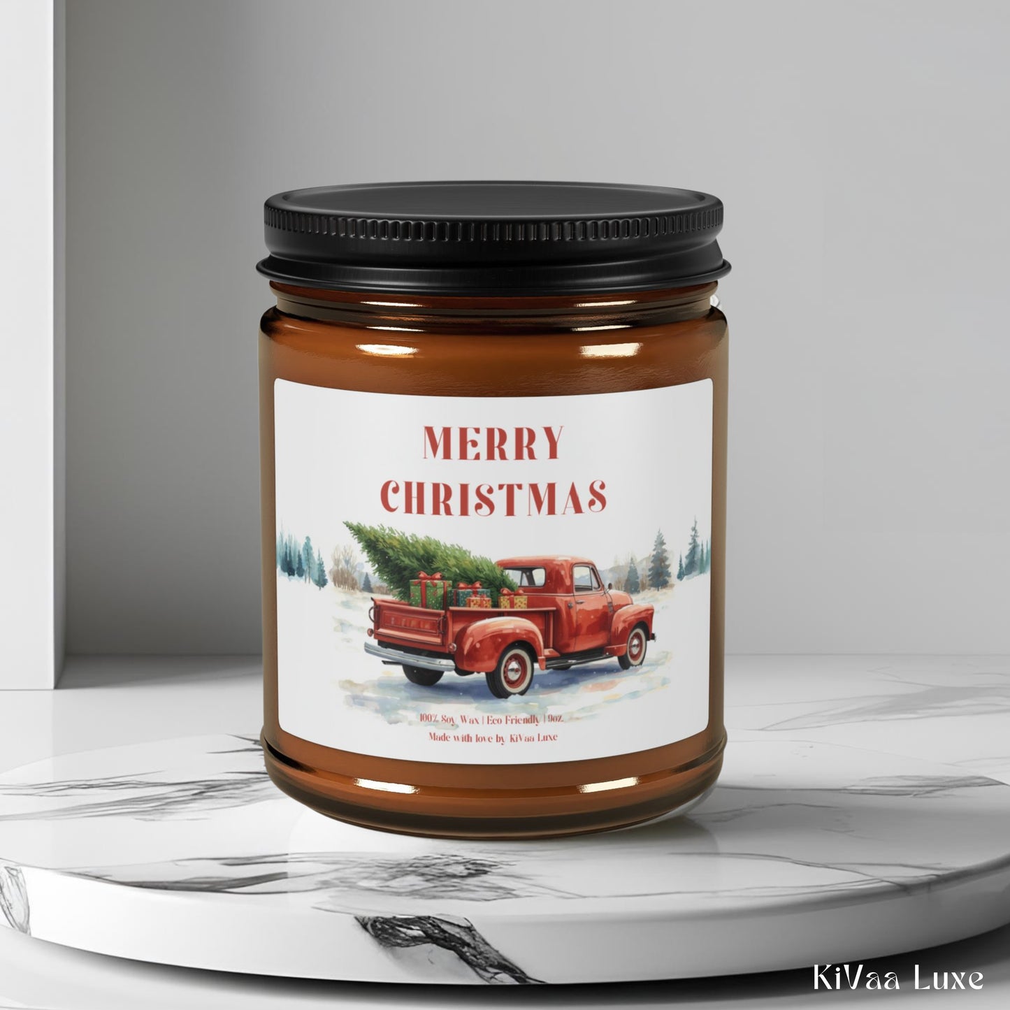 Merry Christmas Candle – Red Truck Christmas Candle Gift