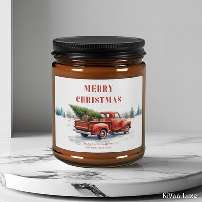 Merry Christmas Candle – Red Truck Christmas Candle Gift