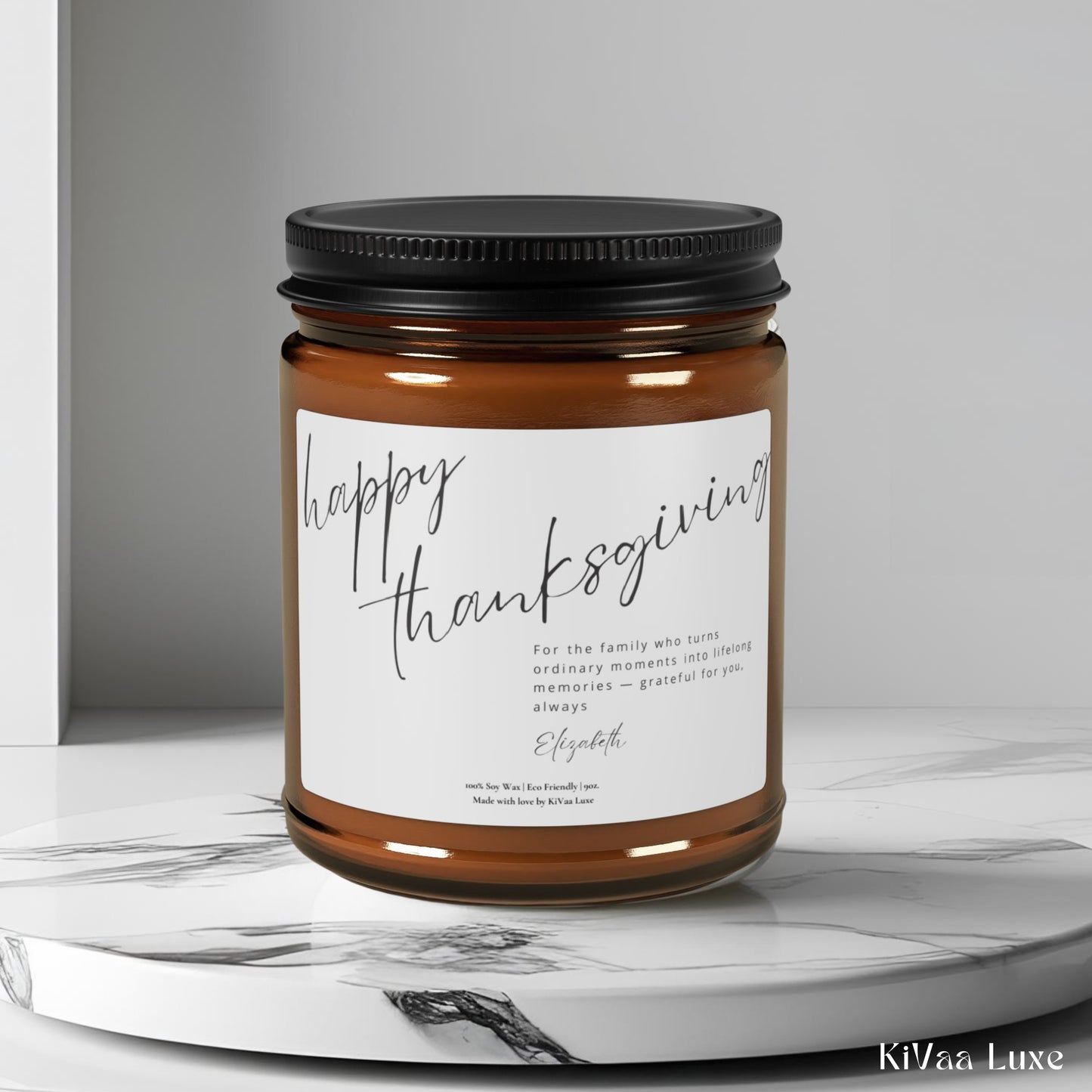 Personalized Happy Thanksgiving Candle for Family
